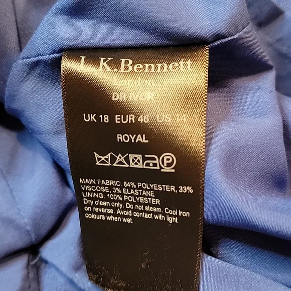 ✅️ L.K. Bennett Blue Ivor Sheath, Sz 14 - Picture 8 of 10